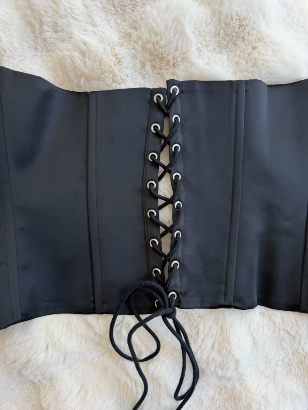NWOT Danielle Guizio Satin Corset in Black - Picture 6 of 6